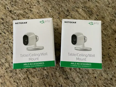 2- Arlo Indoor Camera Table/Ceiling/Wall Mounts Silver/White