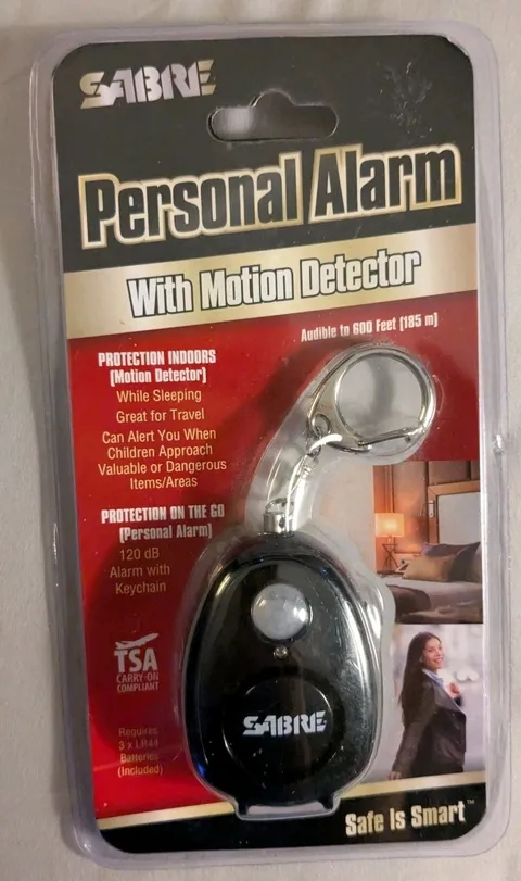 New Sealed SABRE Personal Alarm with Motion Detector Clip On Weatherproof 