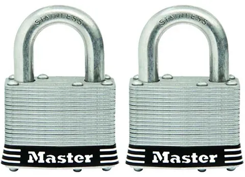 Master Lock 5SSTHC Laminated Stainless Steel Padlock 2" x 1" 2-Pack