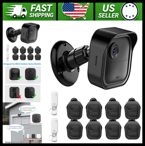8 Pack Blink Outdoor Camera Mount with Outlet Wall Mount, Black