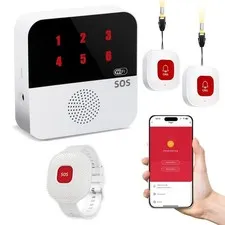 Caregiver Pager Medical Alert System Seniors WiFi App No Monthly Fee 2 Buttons
