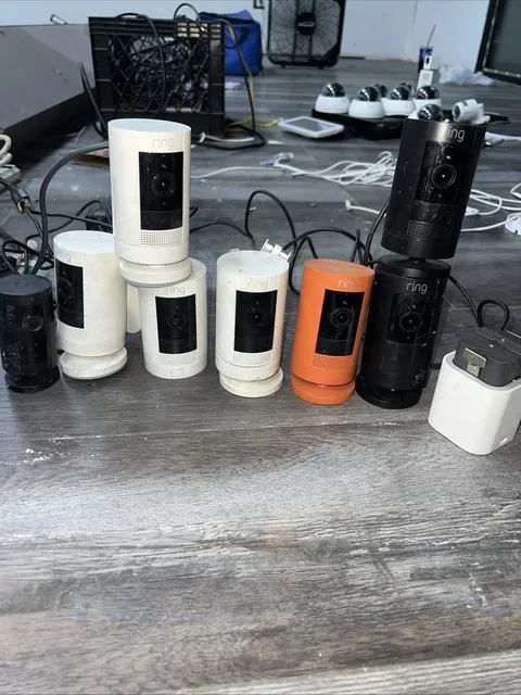 SET of 8 Ring Indoor / Outdoor Stick Up Cams w/ 2 Power  Cords And Batteries