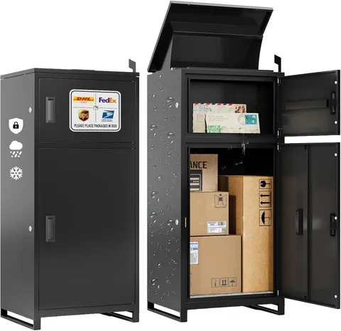 Large Outdoor Package Delivery Box W/ Lock Weatherproof Anti-Theft Parcel Box