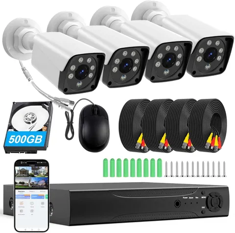H.265+ Wired Security Camera DVR Kit System with AI Human Vehicle Detection, 4X