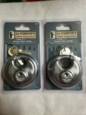 Bundle of 2 U-Fortify Disc Padlock Round Padlock 2-3/4" factory sealed 