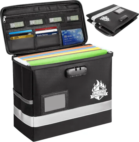 Fireproof Document Box with Lock, Portable Fireproof Document Bag Waterproof Fir