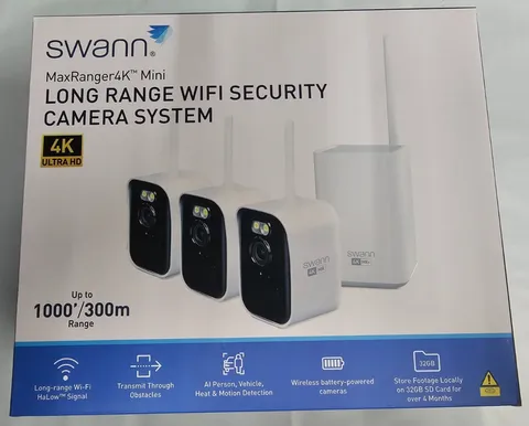 Swann MaxRanger 4K Mini WiFi 3 Cam System w/ Base 1 Pack New