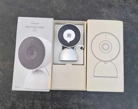 Google Nest Cam Indoor (Wired, 3rd Gen) - Security Camera with 2K Video - Snow