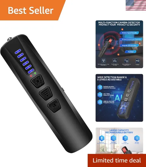 Compact Anti-Spy Camera Detector with 4 Modes - Safeguard Your Privacy Anywhere!