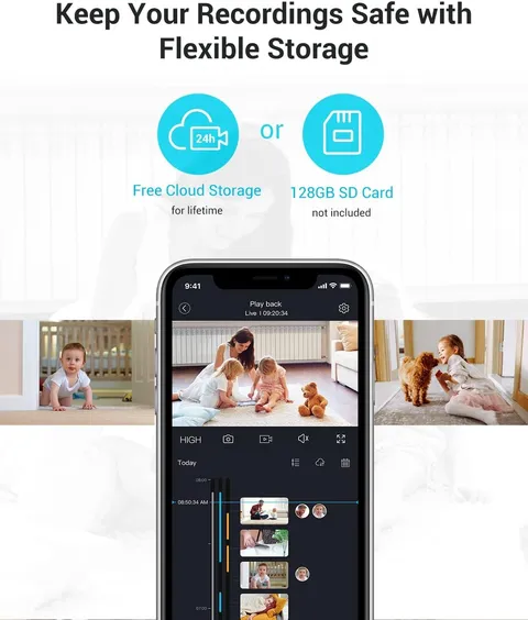 White - blurams dome lite 2 Security Camera, 2K Indoor Camera 360° Pet Camera