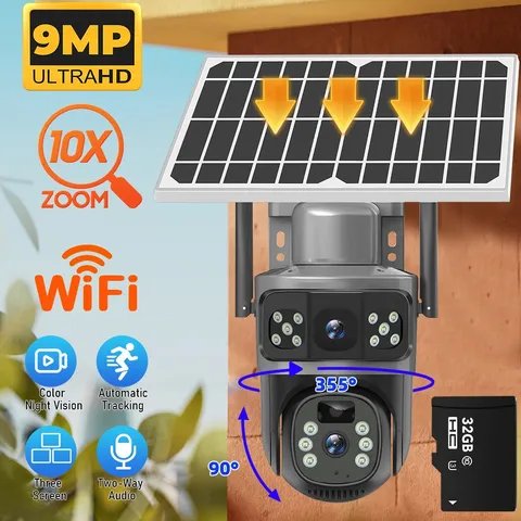 Solar Camera Outdoor WiFi Wireless 2K Security Night Vision PTZ Surveillance LOT