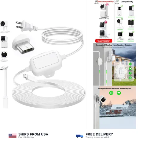delilyn 30FT Outdoor Power Adapter for WYZE Cam V4, Cam OG/V3/V3 Pro, L-Shape...
