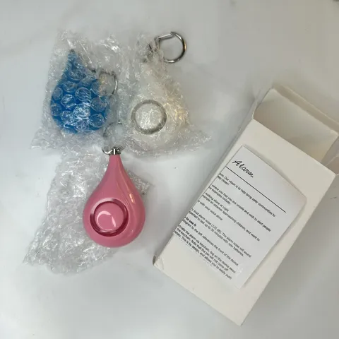 Box of 3 Humutu Personal Alarm Open Box Pink Blue White Protection High Decibel
