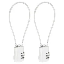 3-Digit Combination Padlock with Coated Steel Wire Rope (9.8 Inch, White) (2Pcs)
