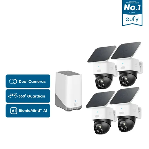 NEW eufy Security SoloCam S340 4-Cam Camera Kit w/ HomeBase S380