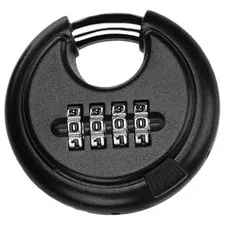 Weatherproof Outdoor Combination Padlock Stainless Steel Discus Lock Black