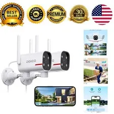 2K Outdoor Security Cameras Wired WiFi 2 Pack 2.4GHz Night Vision 24 7 Recording