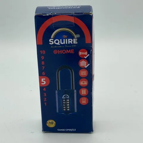 SQUIRE COMBI CP50/2.5 COMBINATION PADLOCK.63mm long / 8mm dia shackle. Recodable