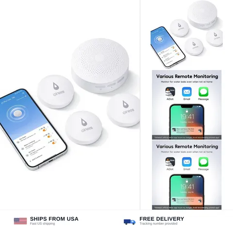 Winees WiFi Water Leak Detector for Home, 3 Pack Water Sensors with 100dB Adj...