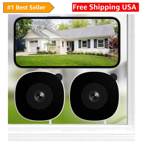 2K No Drill Window Camera-2 Pack 2.4Ghz & 5Ghz WiFi Dome Cameras for Home Sec...