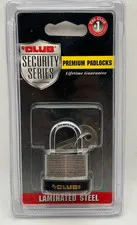 The Club UTL812 Laminated Steel Padlock NOS Factory Sealed 30mm 2 Keys Taiwan