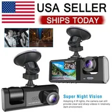 HD 1080P Car Dual Lens Dash Cam Front/Rear/Inside Video Recorder Camera G-sensor