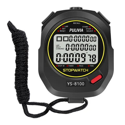 Stopwatch Timer 10 Splits/Laps Digital Stop Watch for Sports, Countdown Alarm...