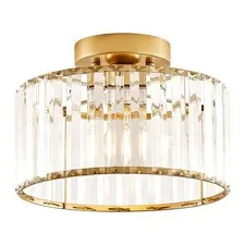 VIOLOEMI Crystal Gold Semi Flush Mount Ceiling Light Modern 27CM,