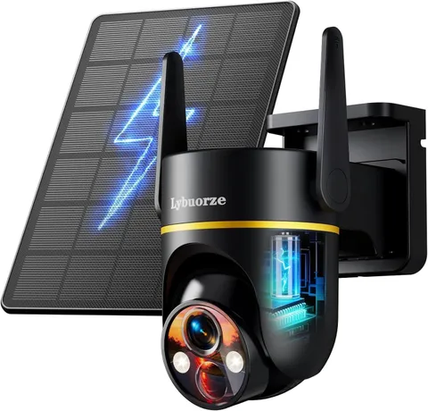 Lybuorz 5G/2.4GHz WiFi Solar Outdoor Wireless Security Camera 4MP PTZ Cameras.