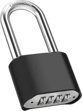 2.5in Long Shackle Combination Lock, Color: Black, Long
