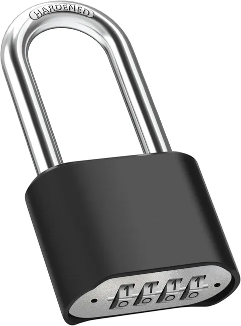 2.5in Long Shackle Combination Lock, Color: Black, Long