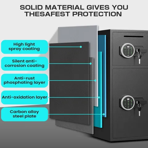 6.5 Cub Large Digital Safe Box, Home Safe with Deposit Slot or Dual Alarm System