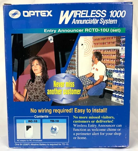 NIB Optex RCTD-10U Wireless 1000 TD-10U Sensor + RC-10U Receiver Set