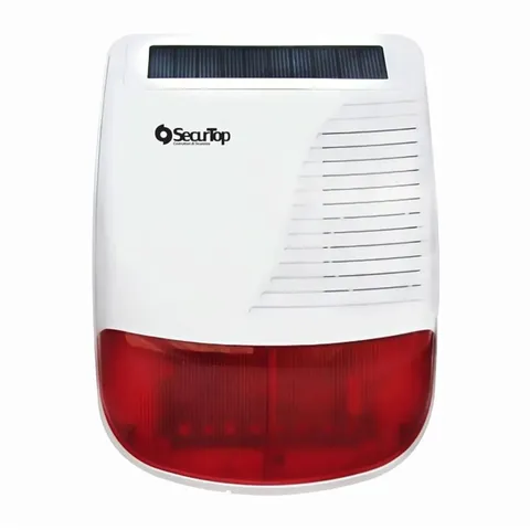 Wireless Solar Powered Outdoor Alarm Siren with Securtop Strobe