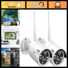 2-Pack 5MP Outdoor Wireless Security Cameras, Waterproof, IR Cut, Day/Night Visi