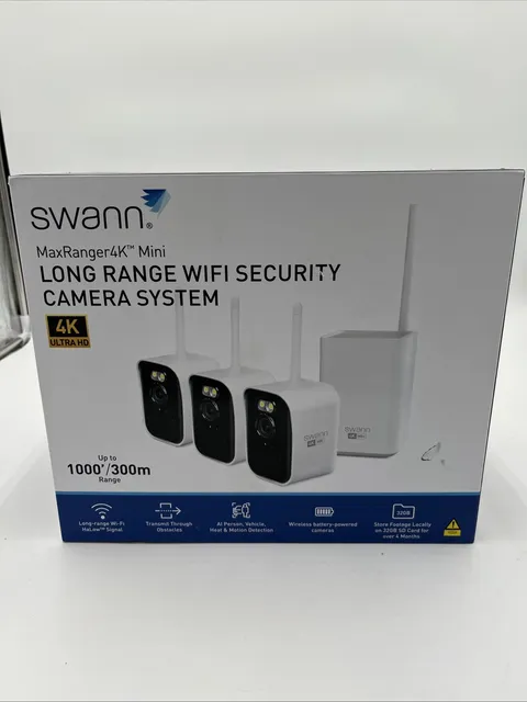 Swann MaxRanger Mini 4K Wireless Security System, 3-Pack