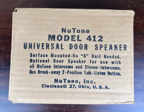 NOS NuTone Model 412 Universal Door Speaker Surface Mounted No "A" Unit Needed