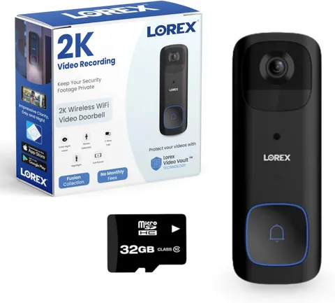 2K Wireless Wifi Smart Video Doorbell Camera | No Subscription Fee | 32GB Micros