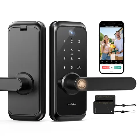 WiFi Video Smart Lock with Camera & Handle - 6-in-1 Keyless Entry (Fingerprin...