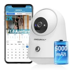 2K WiFi Indoor Wireless for Home Monitoring Pan Tilt Battery Powered Pet with...