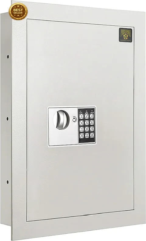 In-Wall Safe with Keypad and 2 Manual Override Keys - Protect Money, Jewelry, an