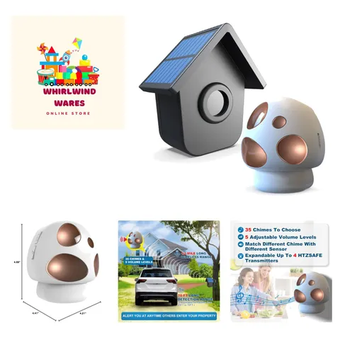 Solar Wireless Driveway Alarm - 1/2 Mile Range with Weatherproof Design