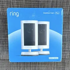 Ring Outdoor Cam Plus Battery White 2K Wi‑Fi Indoor/Outdoor Pack of 2