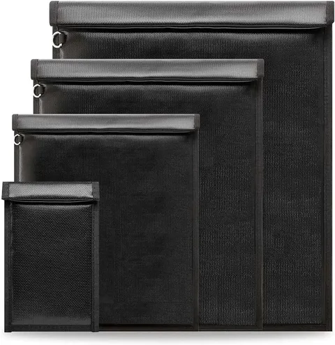 Faraday Bags, Waterproof Fireproof Money Bag for Cash (Black) | Important Docume