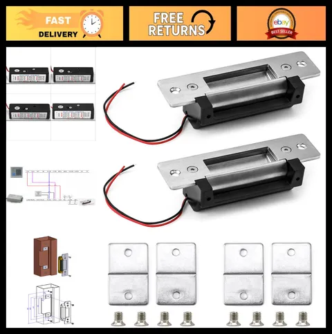 Electric Door Strike Lock 12VDC, Fail-Safe/Secure, Heavy Duty Power Lock, 2 Pack