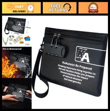 Fireproof Waterproof Bag with Lock - Zipper Pouch for Cash, Keys, Jewelry & Valu