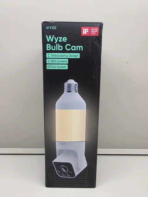 Wyze Bulb Cam, 2K HD Wireless Security Camera, In/Outdoor, Full Color, LED Bulb