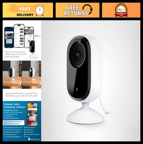 2K Indoor Security Camera - Wired, Person & Animal Detection, Privacy Shield, 1-