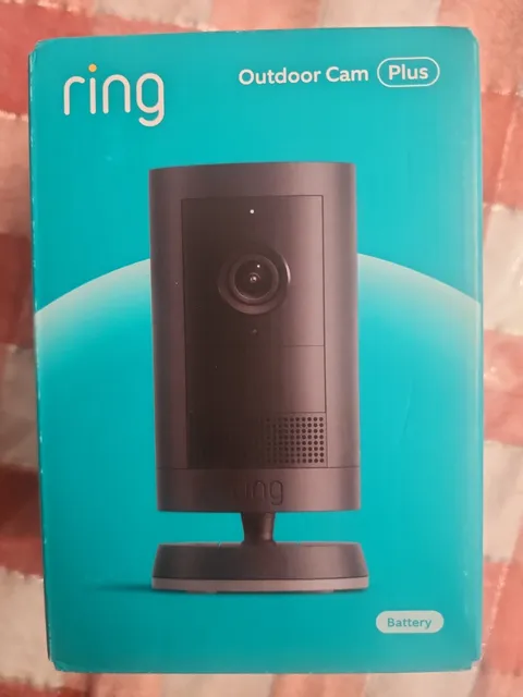 Ring Outdoor Cam Plus Battery 2K HD Smart Security Camera Black NEW