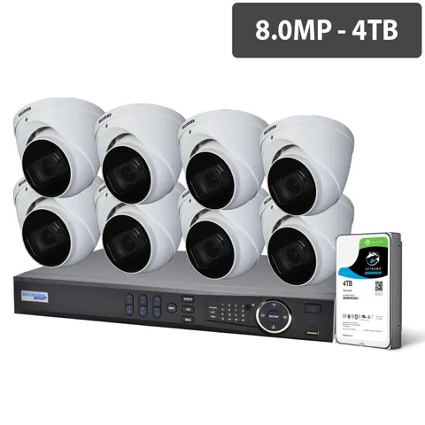 Securview Professional 16 Channel 8.0MP HDCVI Surveillance Kit (8 x Motorised